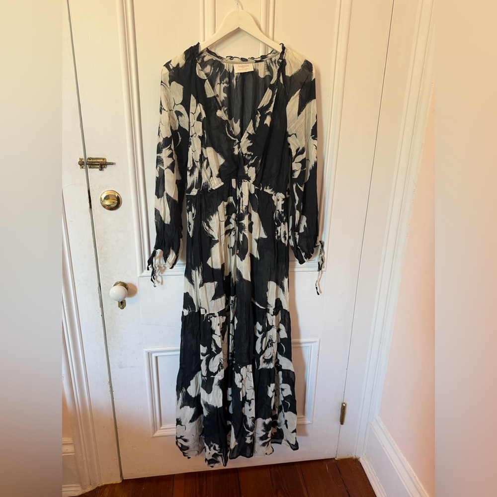 Auguste The Label Monochrome Floral Long Sleeve Dress